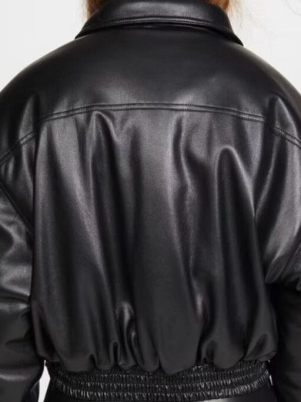 90's Plus Oversized Black Padded Vintage Leather Jacket