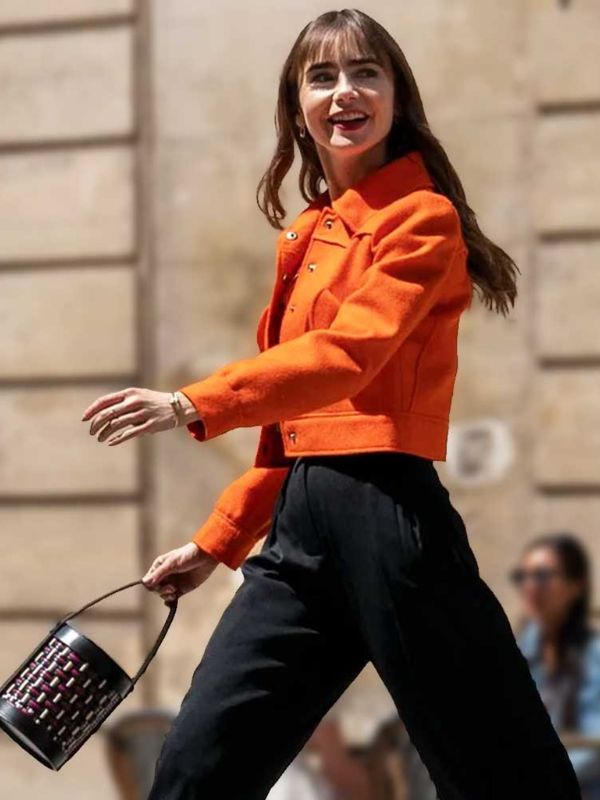 Emily in Paris S03 Emily Cooper Orange Cropped Jacket