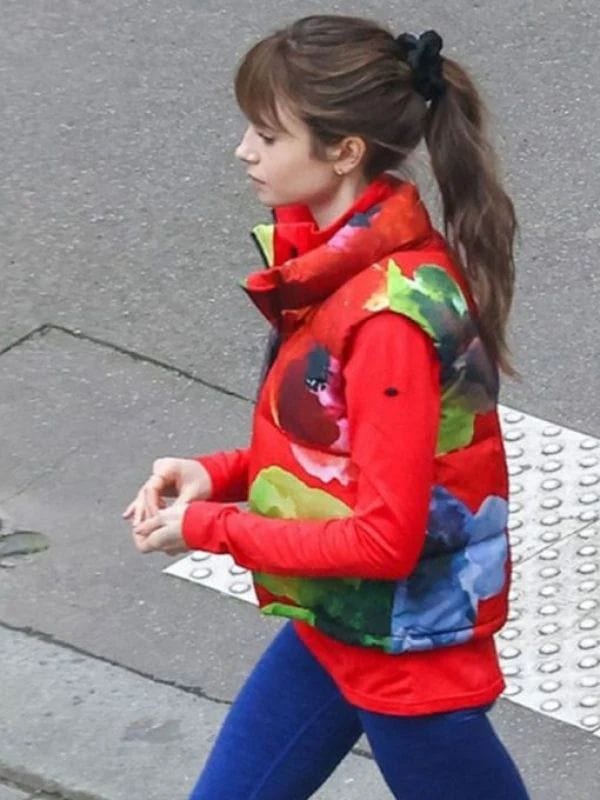 Emily In Paris S04 Emily Cooper Red Puffer Vest