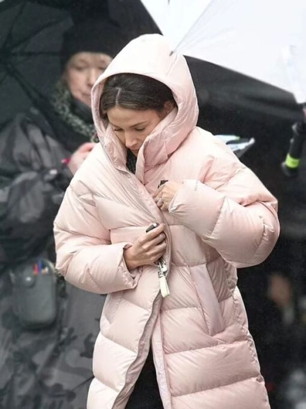 Fool Me Once S01 Maya Stern Pink Puffer Coat