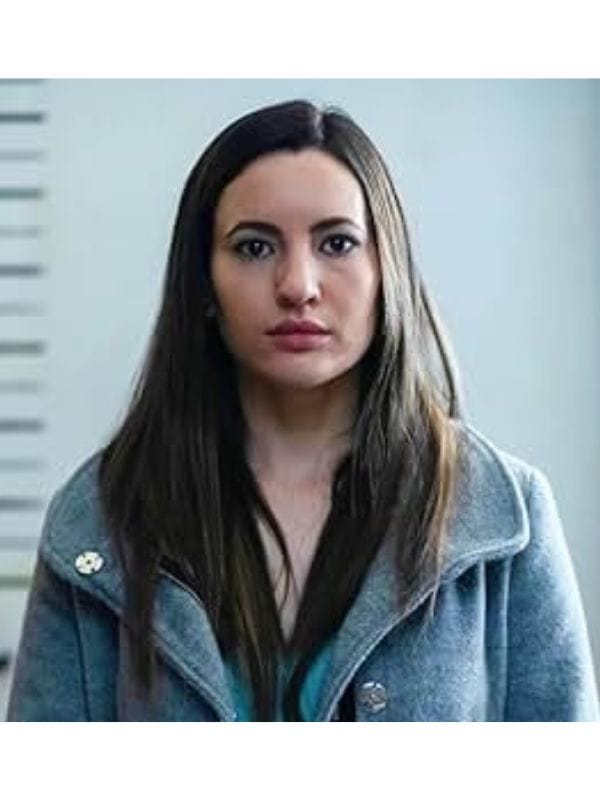 A Widow's Game 2025 Ivana Baquero Grey Jacket