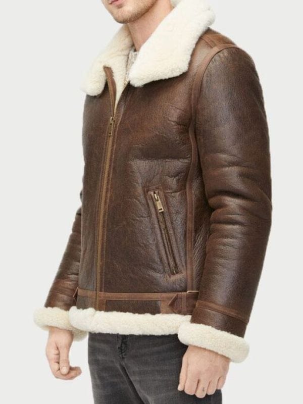 Alex Aviator Brown Sheepskin Shearling Leather Jacket