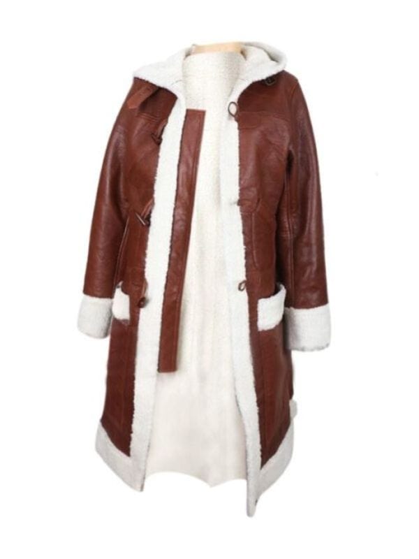 Alicia Keys MTV Brown Leather Long Shearling Coat Alicia Keys MTV Awards Brown Leather Long Shearling Coat