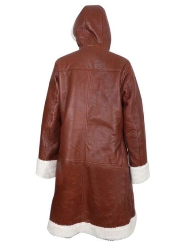 Alicia Keys MTV Brown Leather Long Shearling Coat Alicia Keys MTV Awards Brown Leather Long Shearling Coat