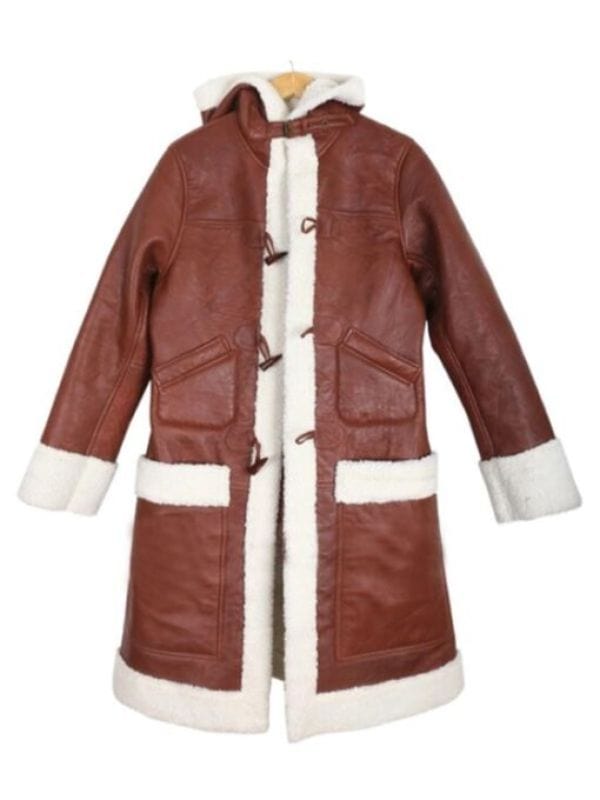 Alicia Keys MTV Brown Leather Long Shearling Coat Alicia Keys MTV Awards Brown Leather Long Shearling Coat
