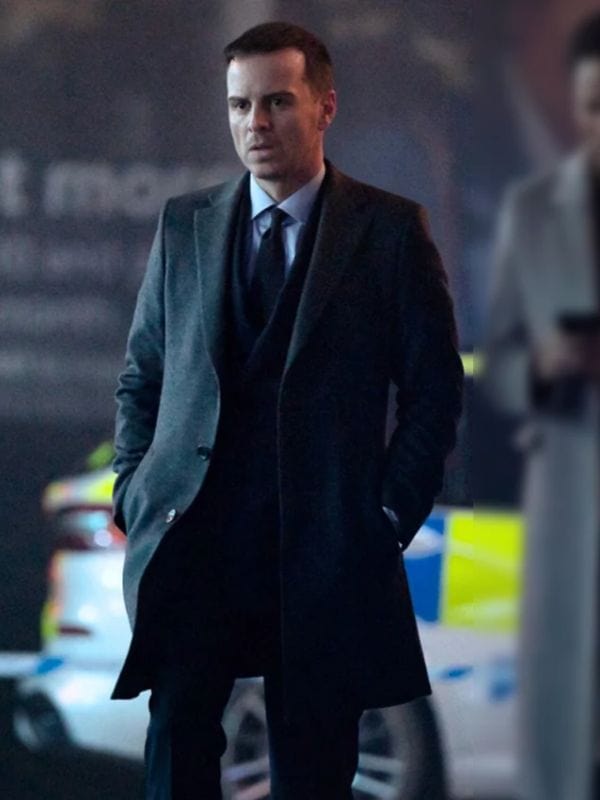 Andrew Scott Back in Action 2025 Grey Coat