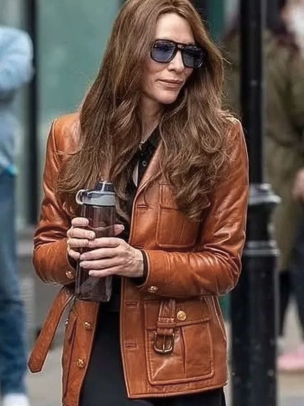 Black Bag Cate Blanchett Brown Leather Jacket