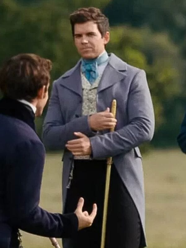 Luke Newton Bridgerton S03 Colin Blue Velvet Tailcoat