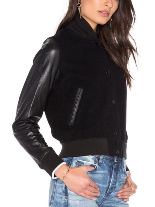 Jessy Schram Chicago Med Hannah Asher Black Bomber Jacket