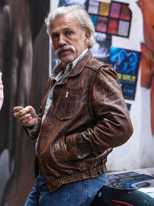 Christoph Waltz Old Guy 2025 Brown Jacket