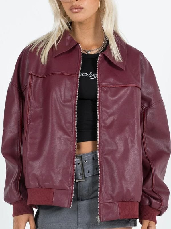 Aimee Lou Wood Daddy Issues S01 Gemma Leather Bomber Jacket