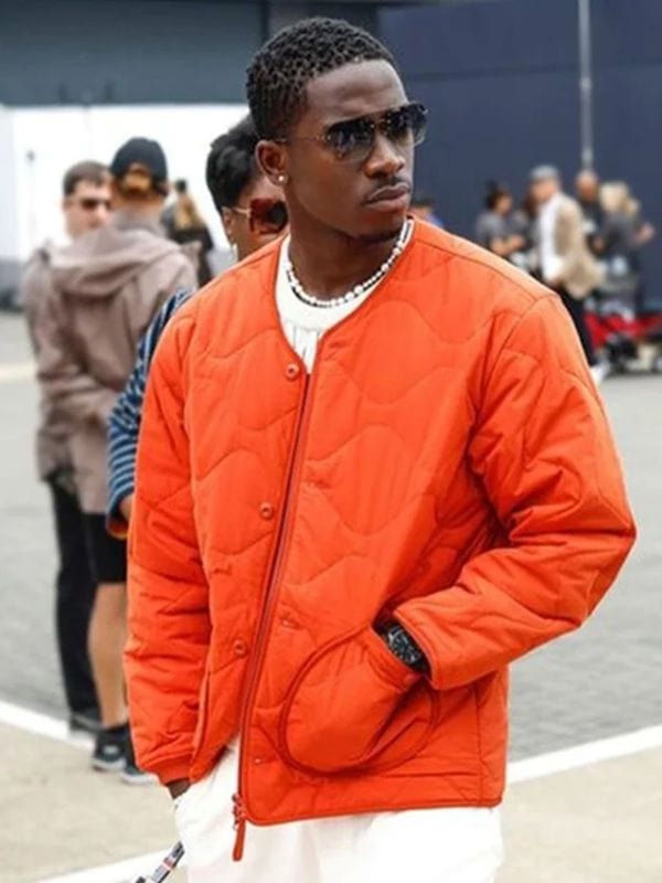 Damson Idris F1 Orange Quilted Jacket