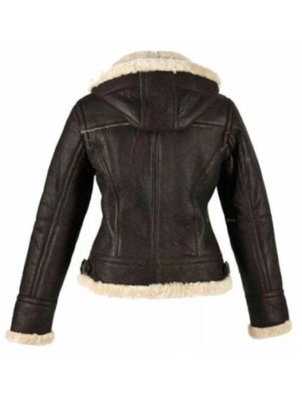 Dark Brown Shearling Leather Jacket Women