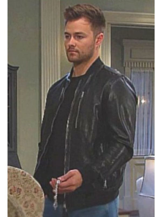 Days Of Our Lives Doug Williams III Leather Bomber Jacket