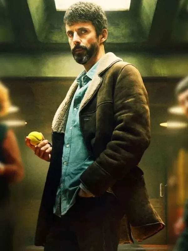 Dept. Q S01 Matthew Goode Brown Leather Coat