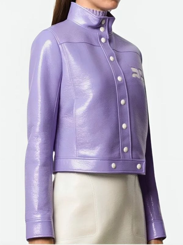 Emily In Paris S02 Emily Cooper Purple Leather Jacket