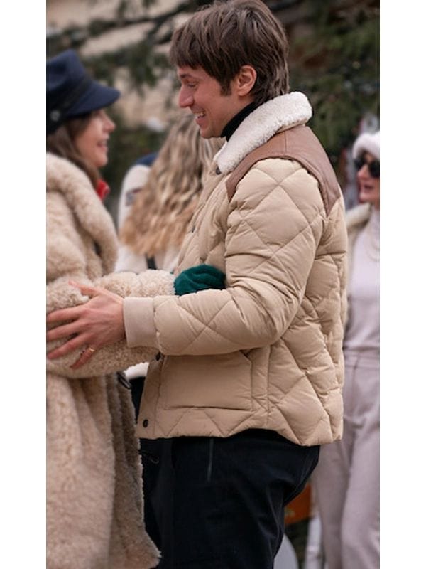 Emily In Paris S04 Lucas Bravo Shearling Quilted Jacket Emily In Paris S04 Lucas Bravo Shearling Quilted Jacket