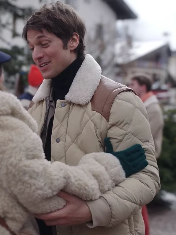 Emily In Paris S04 Lucas Bravo Shearling Quilted Jacket Emily In Paris S04 Lucas Bravo Shearling Quilted Jacket