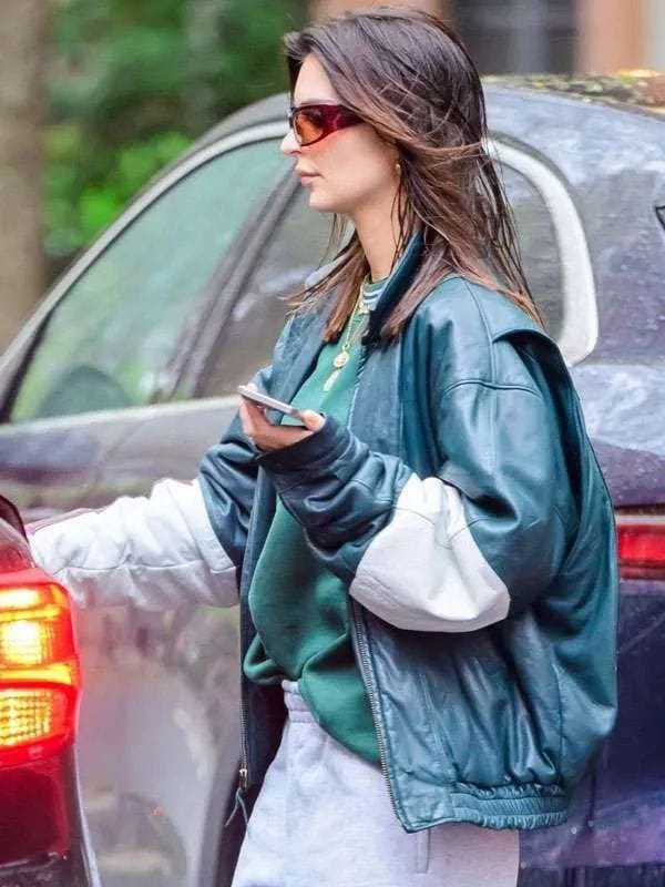 Emily Ratajkowski Keith Haring Leather Jacket