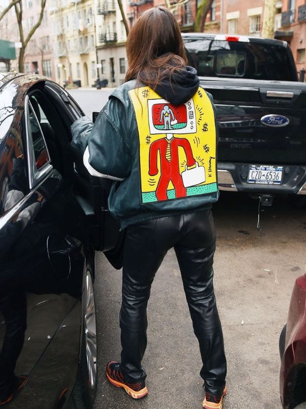 Emily Ratajkowski Keith Haring Leather Jacket
