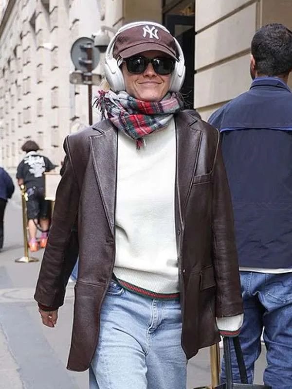 Emma Watson Brown Leather Blazer