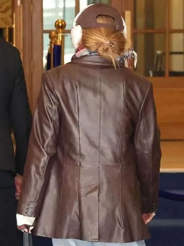 Emma Watson Brown Leather Blazer