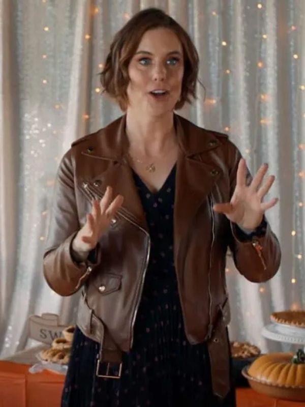 Falling Together Ashley Williams Brown Leather Jacket Falling Together 2024 Ashley Williams Brown Leather Jacket