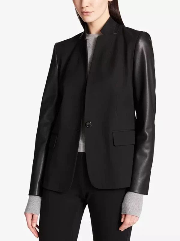 FBI S06 Maggie Bell Leather Sleeve Blazer Missy Peregrym FBI S06 Maggie Bell Leather Sleeve Blazer