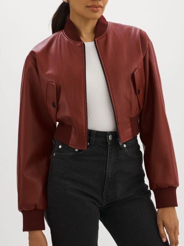 Found S02 Gabi Mosely Maroon Leather Jacket Found S02 Gabi Mosely Maroon Leather Jacket