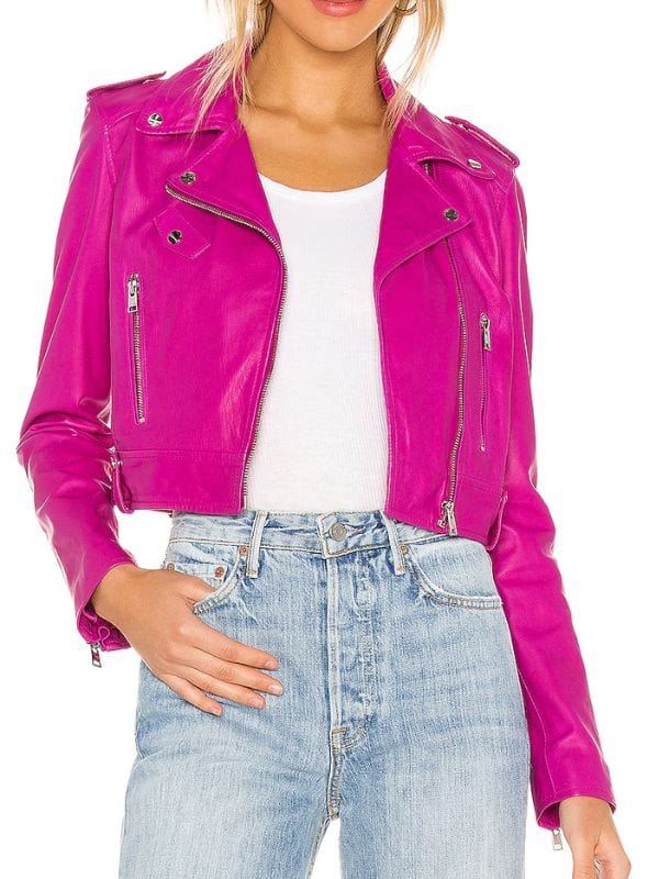 Found S02 Lacey Quinn Pink Leather Jacket