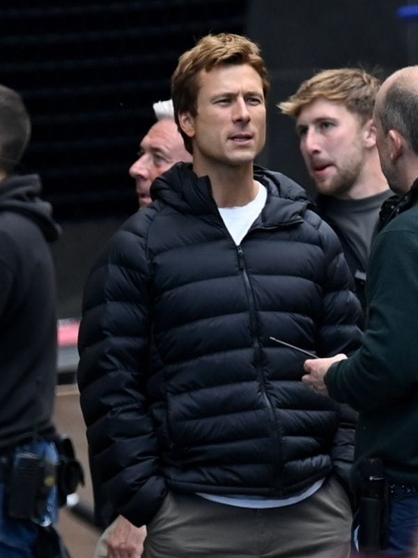 Ghostwriter Glen Powell Black Puffer Jacket