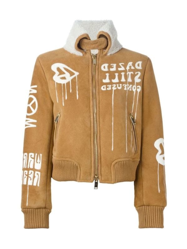Gigi Hadid Brown Suede Bomber Jacket