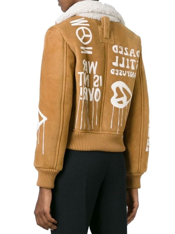 Gigi Hadid Brown Suede Bomber Jacket