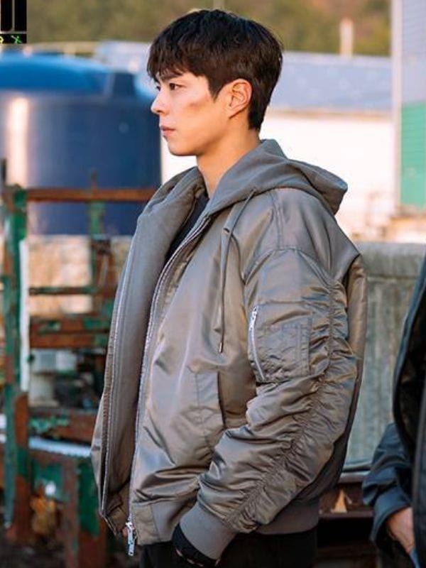 Good Boy S01 Park Bo-gum Grey Hooded Jacket