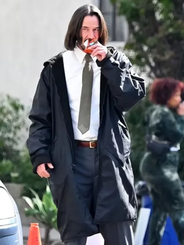 Good Fortune 2025 Keanu Reeves Black Coat
