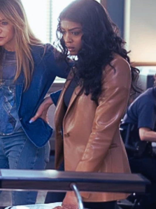 High Potential S01 Daphne Brown Leather Blazer
