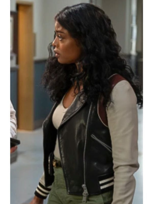 High Potential S01 Daphne Colorblock Leather Jacket