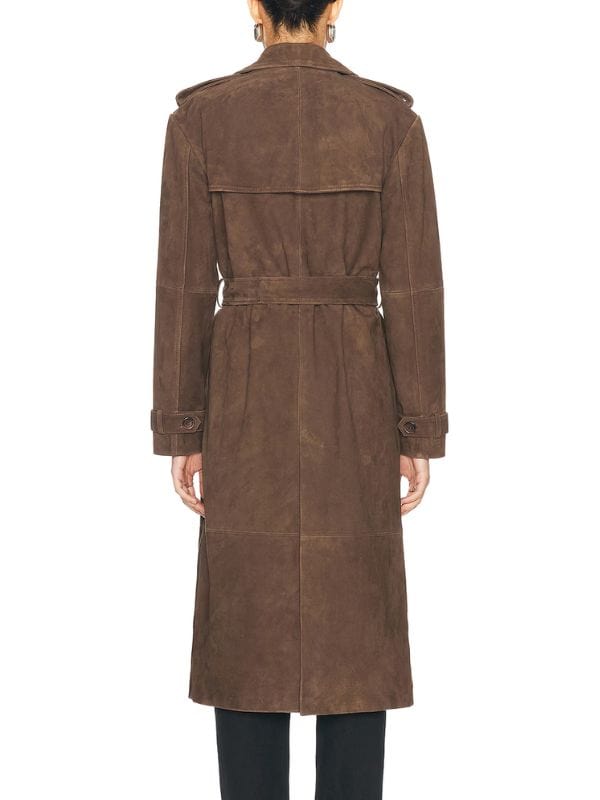 Hostage S01 Julie Delpy Brown Suede Coat
