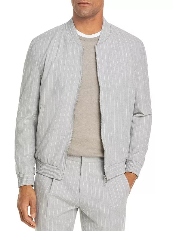 I Love That For You S01 Darcy Leeds Pinstriped Bomber Jacket