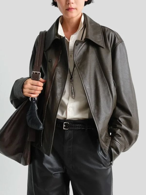 Jennifer Lawrence NYC 2025 Oversized Leather Jacket