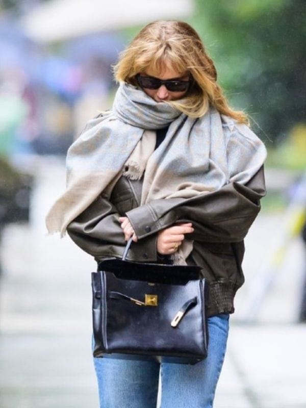 Jennifer Lawrence NYC 2025 Oversized Leather Jacket