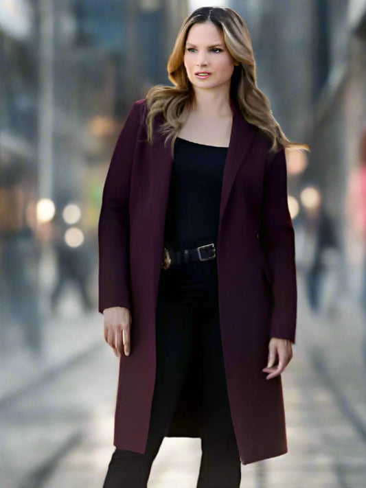 Jessica Knight NCIS S22 Burgundy Coat