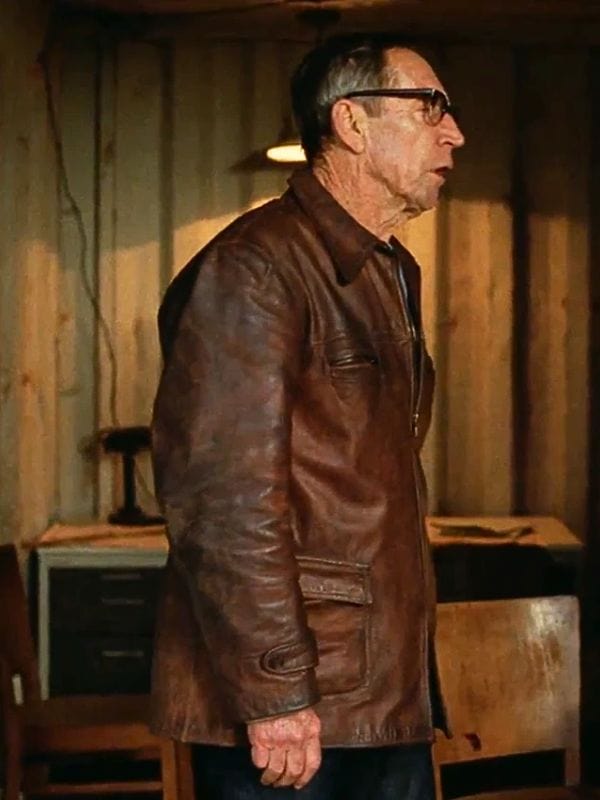 Jonathan Hyde The Brutalist Brown Leather Jacket