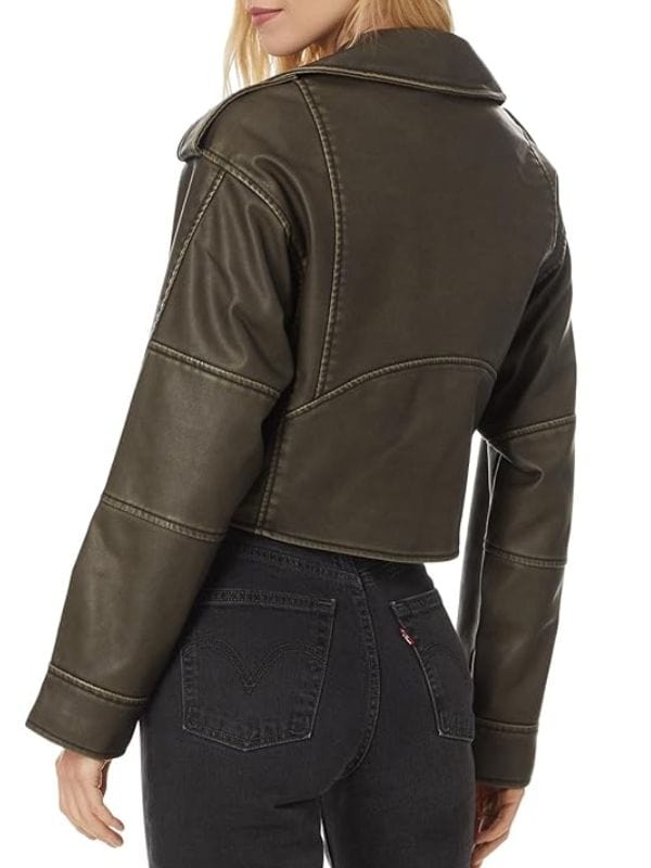 Love is Blind S08 Madison Errichiello Leather Biker Jacket Brown