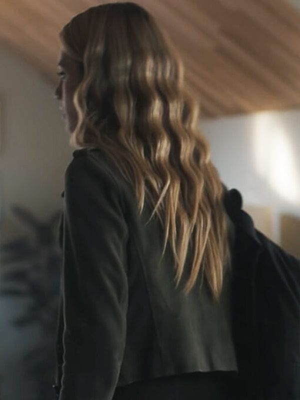 Lucy Albright Tell Me Lies S02 Green Suede Jacket