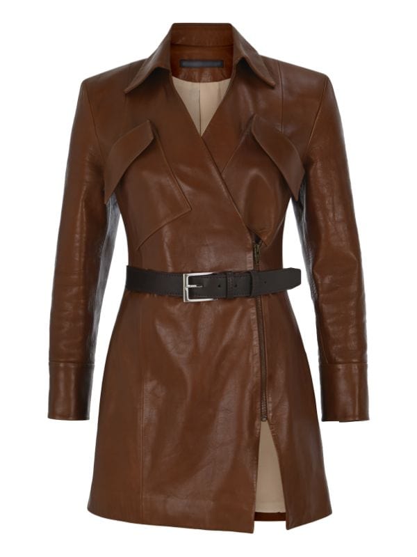 Mary Fitzgerald Selling Sunset S08 Brown Leather Jacket