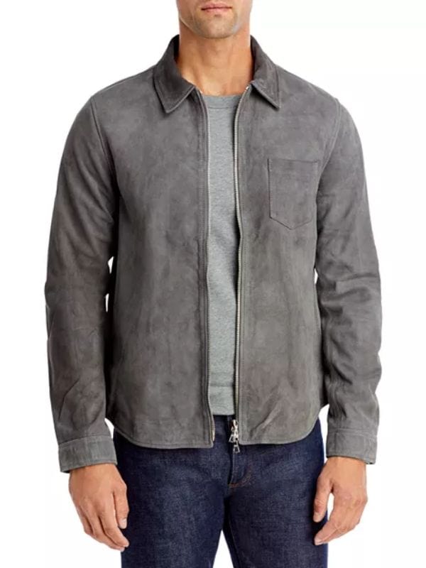 Mayfair Witches S02 Ciprien Grieve Suede Leather Jacket Grey