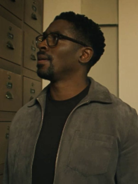 Mayfair Witches S02 Ciprien Grieve Suede Leather Jacket Grey