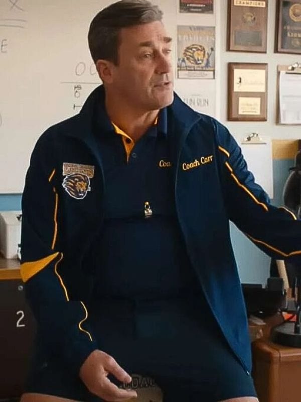 Mean Girls 2024 Jon Hamm Blue Track Jacket Coach Carr Mean Girls 2024 Jon Hamm Blue Track Jacket