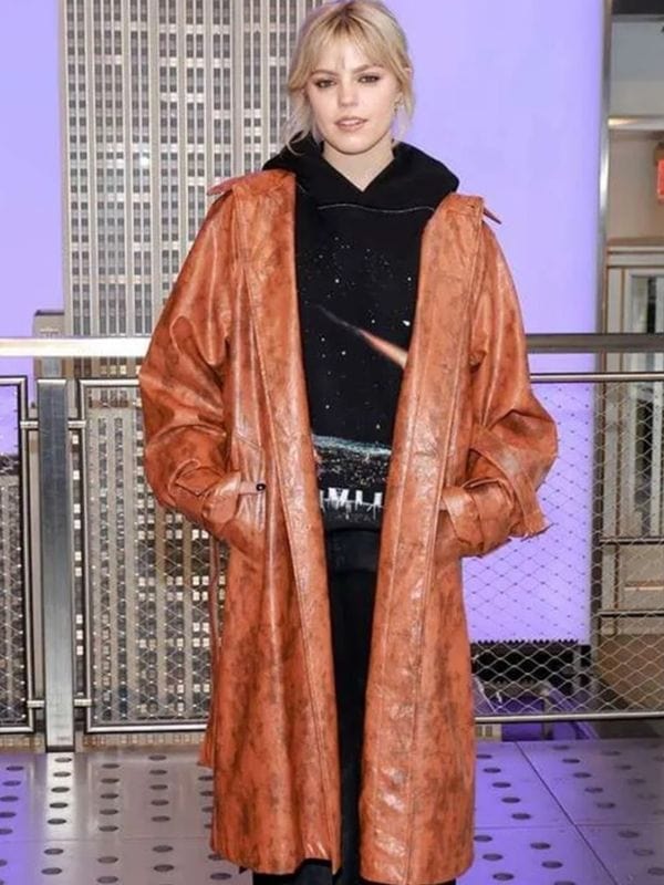 Renee Rapp Mean Girls 2024 Regina Brown Leather Coat